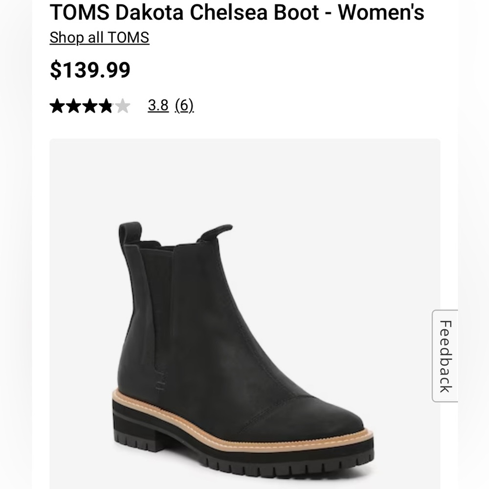 TOMS Dakota Chelsea Boot NWOT